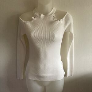 Hooked up white cold shoulder cut out sweater